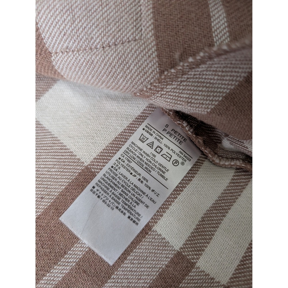 Banana Republic Tan Cream Plaid Shacket Petite Small Button Front Shirt Jacket - Picture 6 of 6